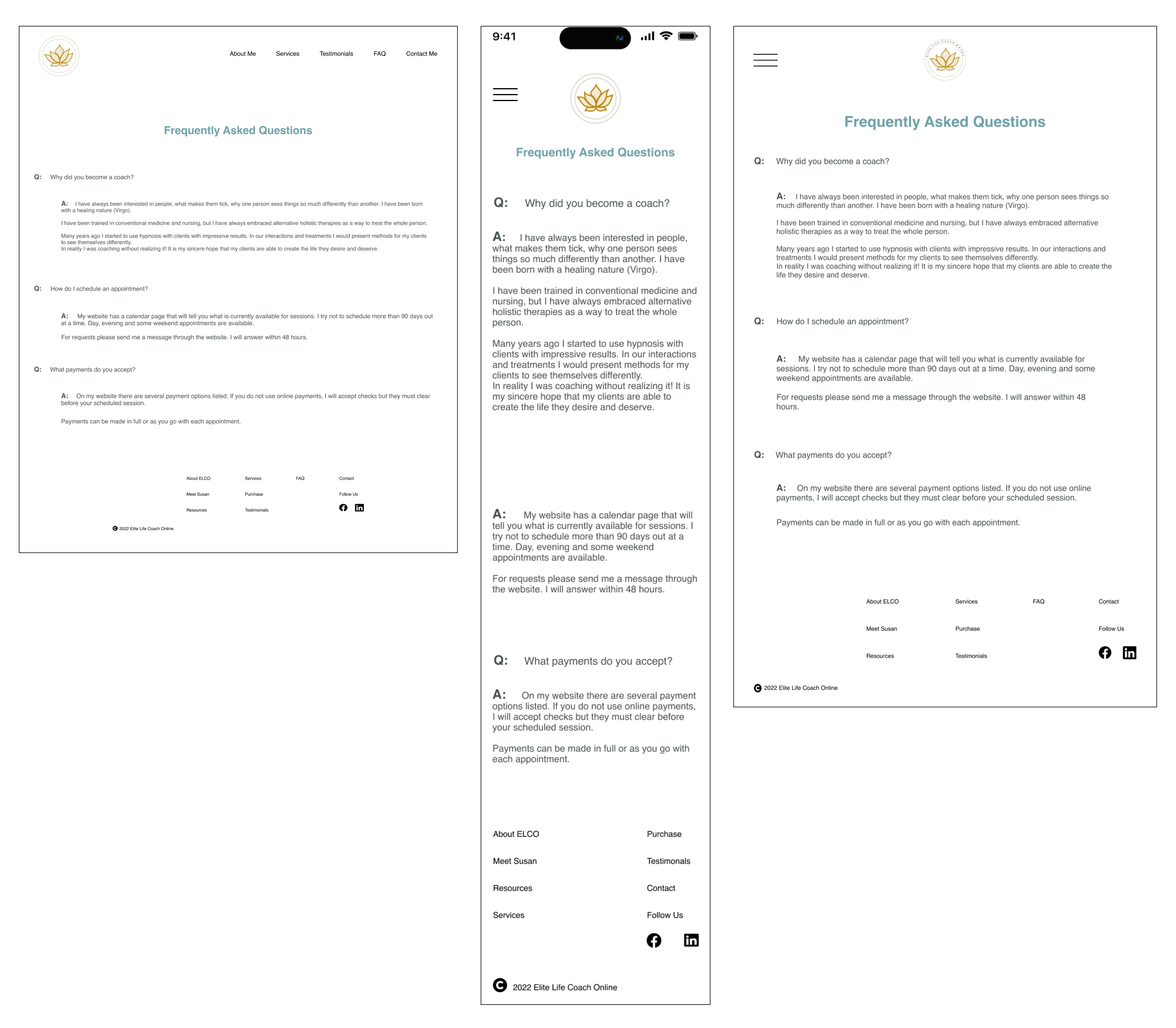 FAQ hi-fi on desktop mobile, and tablet